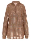 Valentino Openwork Sweater Sweaters And Cardigans Multicolor In Brown