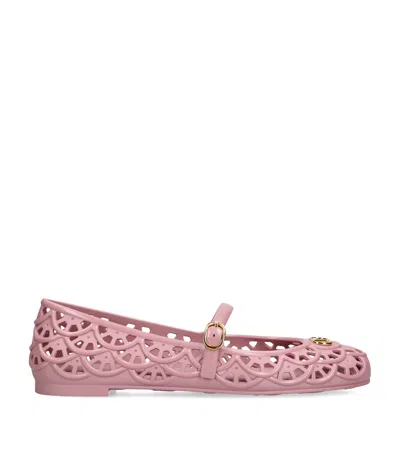 Valentino Garavani Open-work V-logo Ballet Flats In Multi