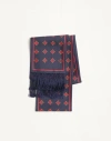 Valentino Opticool Silk Bandeau Scarf With Fringe In Navy/yellow/red