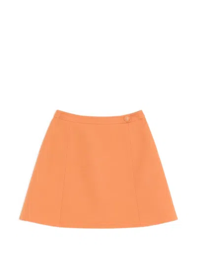 Valentino Garavani Orange Silk Virgin Wool Skirt In Brown
