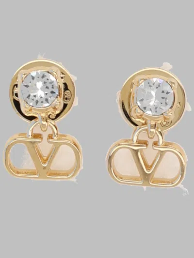 Valentino Garavani Vlogo Signature Strass Earrings In Gold
