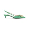 Valentino 45mm Crystal-embellishment Slingback Pumps In Green