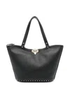 Valentino Garavani Women Rockstud Small Leather Tote Bag In Black