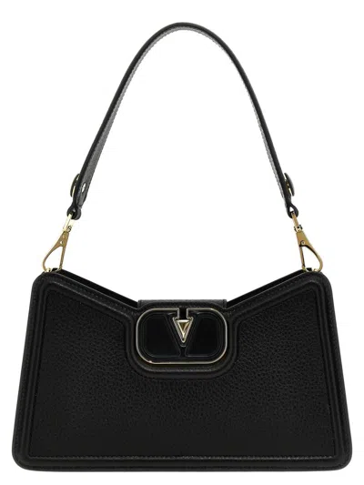 Valentino Garavani V Plaque Double Top Handle Tote In Black