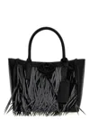 Valentino Small Tote Vlogo Top Handles Fringe Detailing Luggage Tag In Black