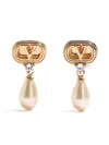 Valentino Swarovski Crystal-embellished Ovalette Logo Earrings In Gold