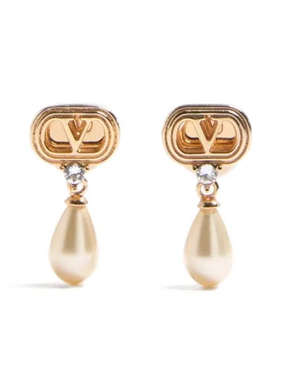 VALENTINO GARAVANI VALENTINO GARAVANI OVAL EARRINGS IN METAL, PEARLS AND SWAROVSKY® CRYSTALS