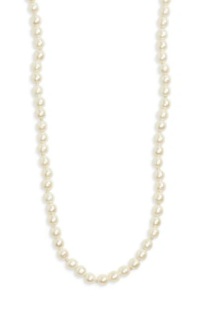 Valentino Garavani Oval Faux Pearl Necklace In Oro/nero/crystal