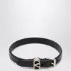 Valentino Crystal Leather Bracelet Featuring Buckle In Black