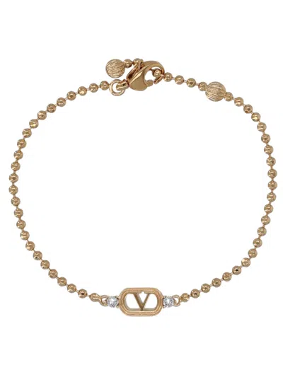 Valentino Garavani Vlogo Plate Brass Bracelet In Gold