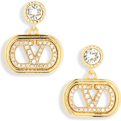 Valentino Garavani Ovalette Logo Drop Earrings In Gold