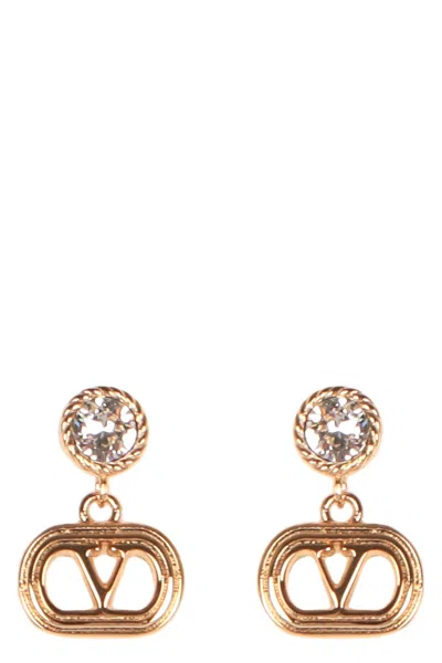 Valentino Garavani Ovalette Metal And Swarovski® Crystal Earrings In Gold