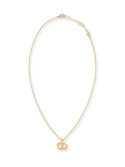 Valentino Garavani Ovalette Metal Necklace In Gold