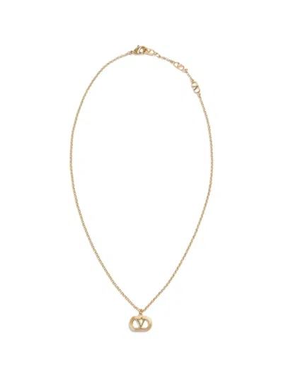Valentino Garavani Ovalette Metal Necklace In Gold