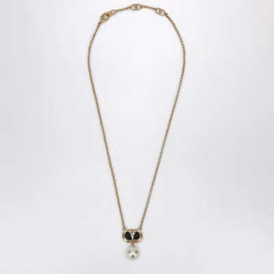 Valentino Garavani Ovalette Necklace With Swarovski Pearl Women In Silver