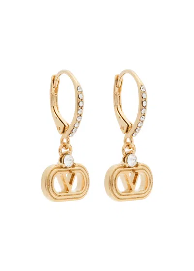 Valentino Garavani Ovalette Vlogo Hoop Earrings In Gold