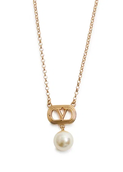 Valentino Garavani Ovalette Vlogo Necklace In White