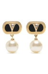 Valentino Garavani Oval Earrings With Swarovski Pearl Women In Yellow Gold
