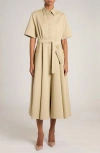Valentino Cotton-linen V-detail Shirt Dress In Cappuccino Foam