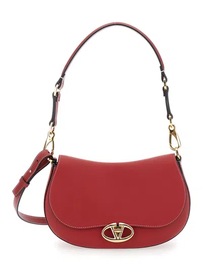 Valentino Garavani 'ovhal Small' Red Shoulder Bag With Vlogo Signature In Leather Woman