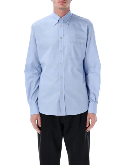 Valentino Garavani Logo-embroidered Cotton Oxford Shirt In Blue