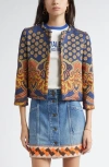 Valentino Garavani Paisley Crop Denim Jacket