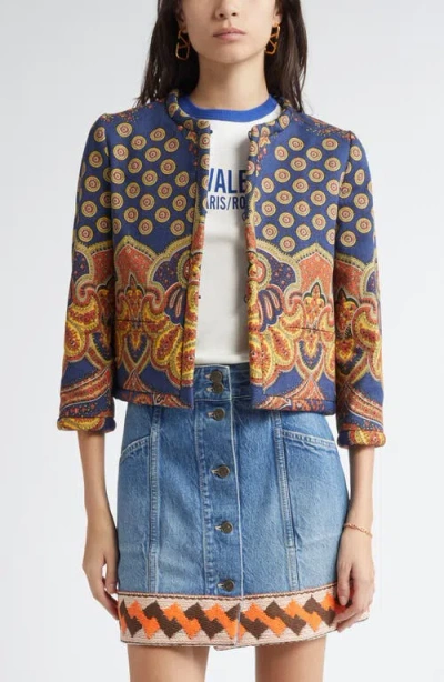 Valentino Garavani Paisley Crop Denim Jacket In Multi