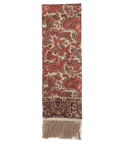 Valentino Garavani Paisley Patterned Fringed Scarf In Brown
