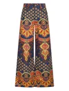 Valentino Garavani Multicolor Jeans With All-over Graphic Print And Logo Patch On The Back In Denim  In Multi