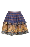 Valentino Skirt In Lino Paisley Medaglioni Voyage Imaginaire In Indigo
