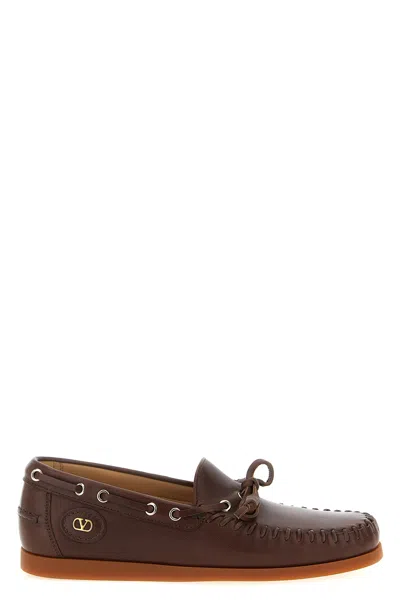 Valentino Garavani Brown Leather Palm Avenue Loafers