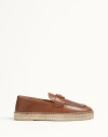 Valentino Garavani Caramel Leather Vlogo Espadrilles In Tobacco