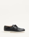 Valentino Leather Palm Avenue Boat Shoes In Black