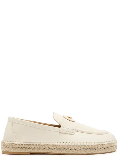 Valentino Garavani Palm Avenue Leather Espadrille Loafers In Cream