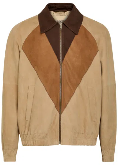 Valentino Garavani Panelled Suede Jacket In Brown