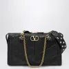 Valentino Panthea Bag In Black Chevron-pattern Nappa In Black