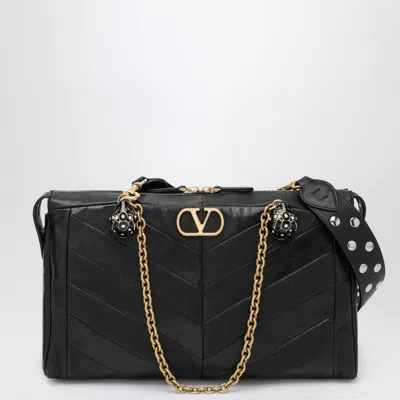 Valentino Garavani Panthea Bag In Black Chevron-pattern Nappa
