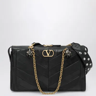 Valentino Garavani Panthea Bag In Chevron-pattern Nappa In Black