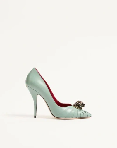 Valentino Garavani Panthea Goatskin Pumps 105mm Woman Morning Dew 40 In Blue