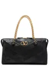 Valentino Garavani  Garavani Panthea Shoulder Bag In Nappa Leather With Chevron Pattern Wom In Black