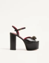 Valentino Garavani Panthea Platform Sandal In Kidskin Leather 125mm Woman Black 41 In Animal Print