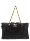 Valentino Garavani  Garavani Panthea Shoulder Bag In Nappa Leather With Chevron Pattern Wom In Black