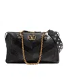 Valentino Garavani Panthea Shoulder Bag In Nappa Leather With Chevron Pattern In Black