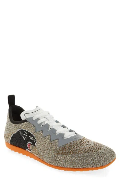 Valentino Garavani Panther Chromathon Low Top Sneaker In Silver Bronze