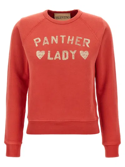 Valentino Garavani 'panther Lady' Sweatshirt In Red