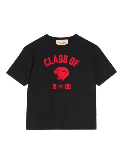 Valentino Garavani Panther-print Cotton T-shirt In Black
