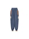 Valentino Balloon Trousers In Embroidered Denim Chambray Woman Denim 42