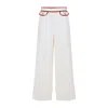 Valentino Ivory Trousers With Gold V In White