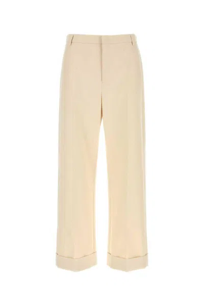 Valentino Garavani Melange Ivory Cotton Pant In Gray