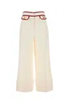 Valentino Ivory Trousers With Gold V In White